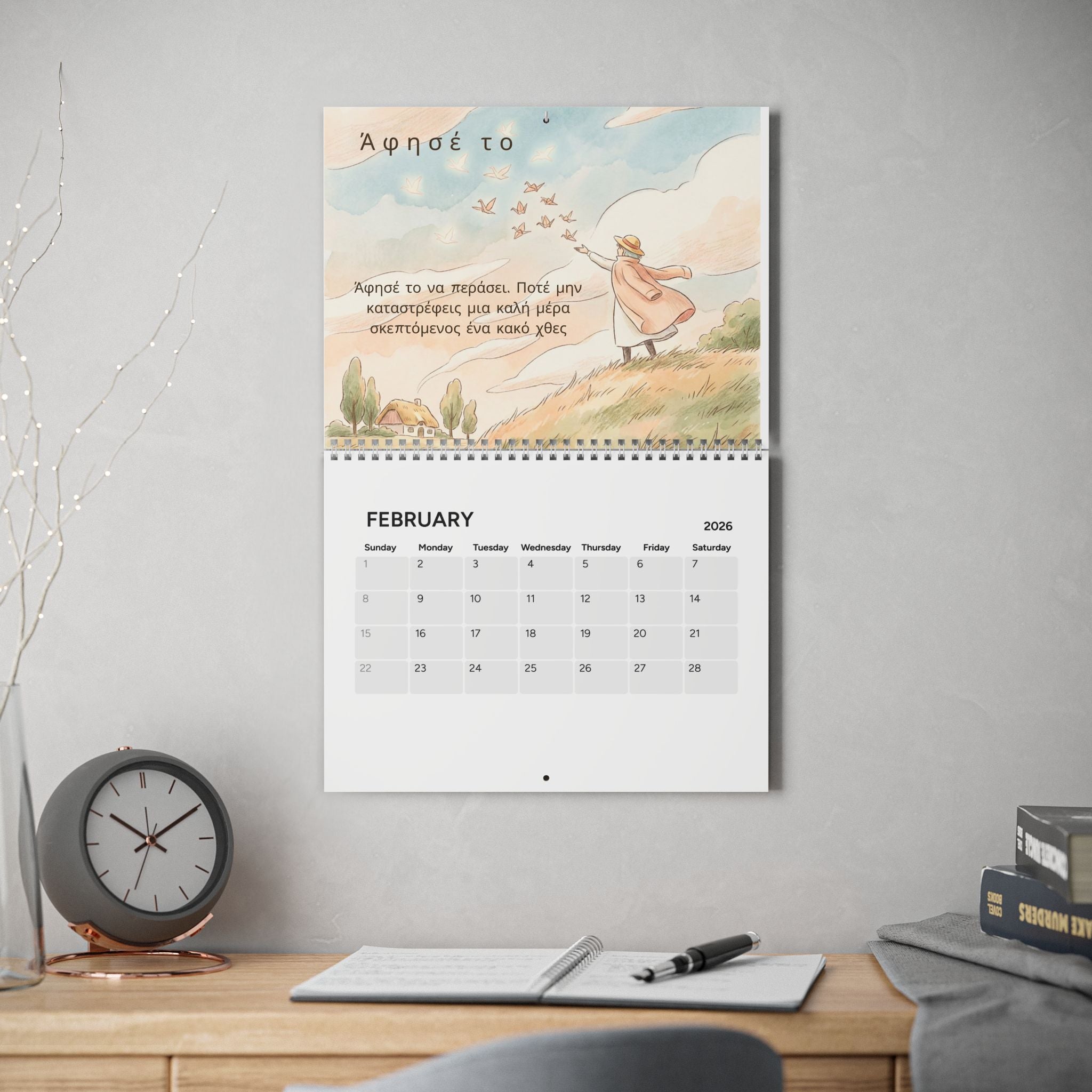 2026 Little Reminders of Life Wall Calendar — Inspirational Nature & Positive Energy (Greek Text)