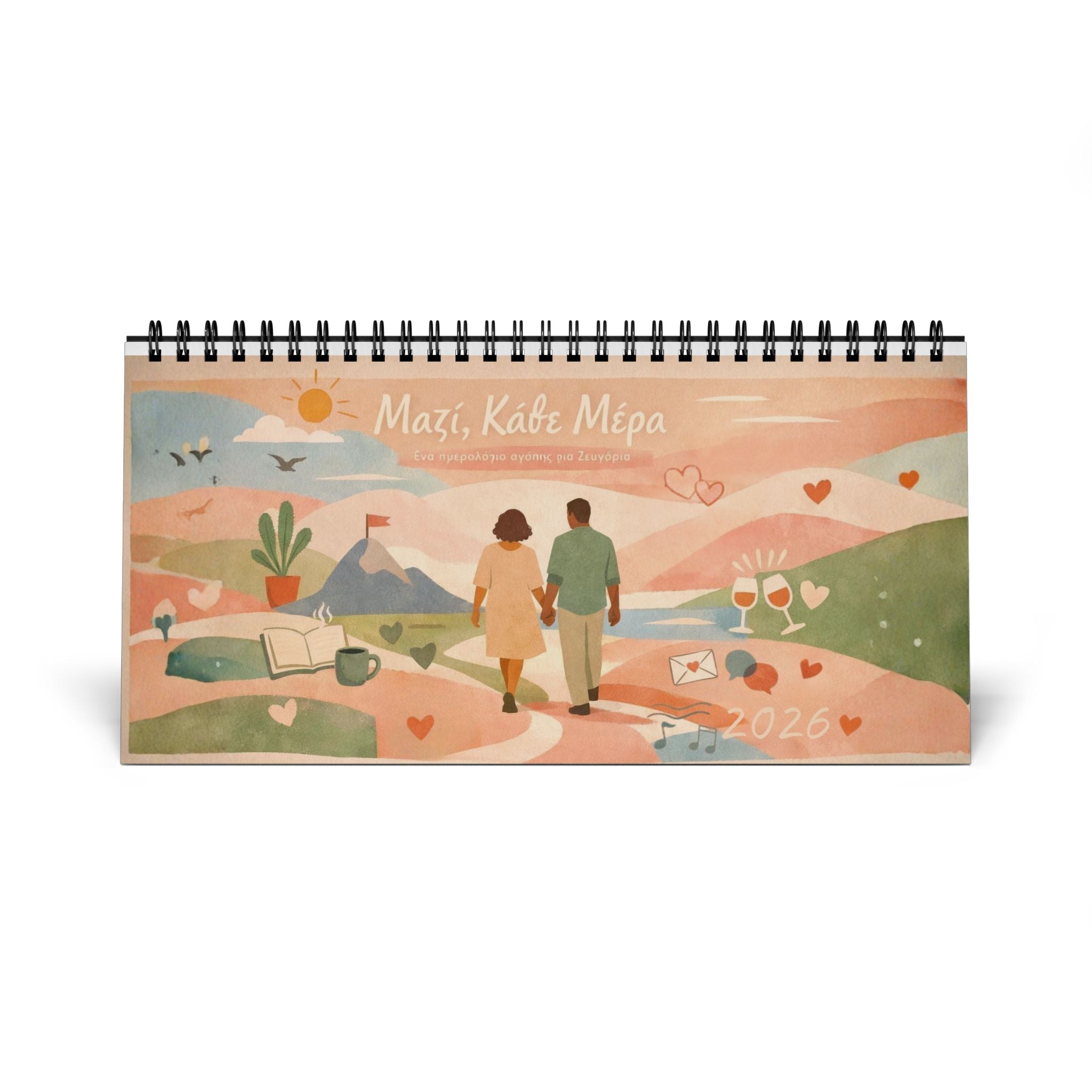 Desk Calendar — 2026 Simplex Grid Weekly Planner, Romantic Scenic Desk Calendar